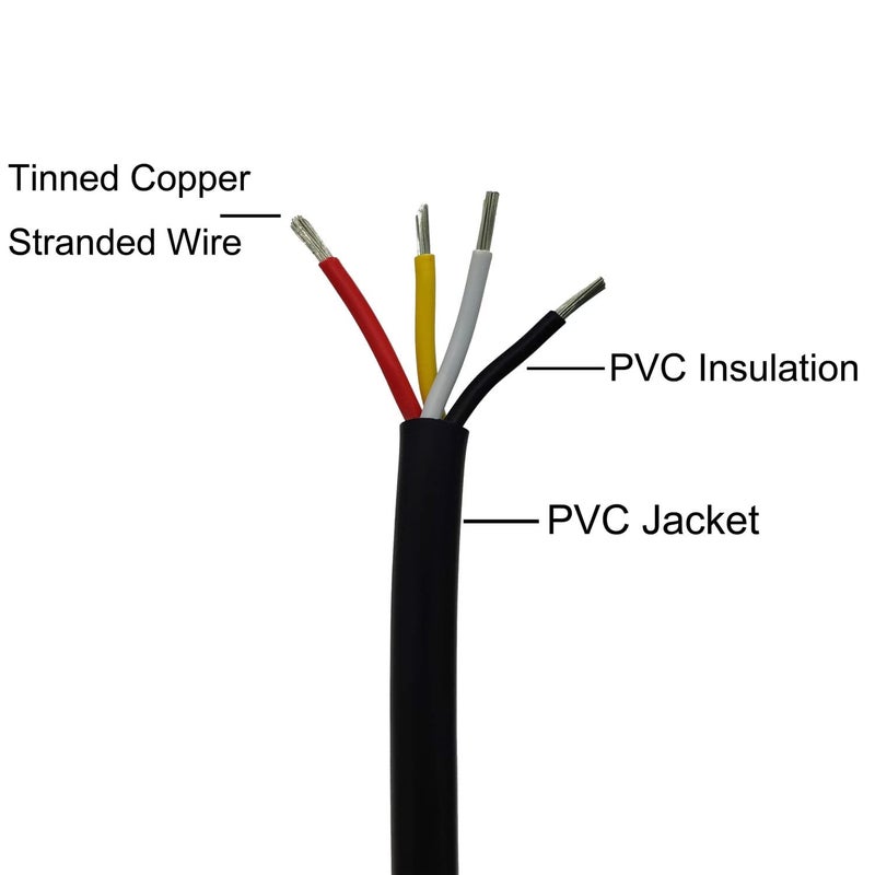 CBAZY 22AWG UL2464 Power Cable Stranded Electrical Wire LED Red & Black & Yellow& White 4 Conductors tinned Copper (22AWG -4C- 100ft) - Image 2